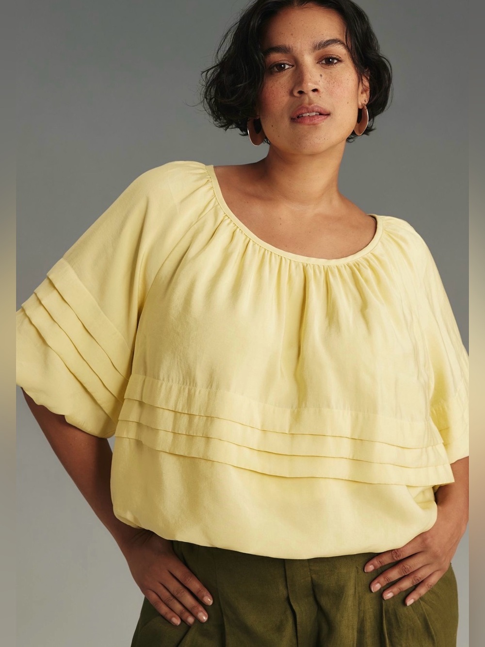 Anthropologie Maeve Yellow Peasant Blouse Balloon Sleeve Boho Cottagecore 2X